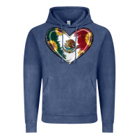 Vintage Denim Sunflower Mexican Flag Heart Vintage Hoodie - RanaPortraitStore