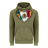 Vintage Olive Sunflower Mexican Flag Heart Vintage Hoodie - RanaPortraitStore