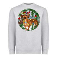 Heather Grey Dachshund Christmas Tree Heavyweight Sweatshirt - RanaPortraitStore