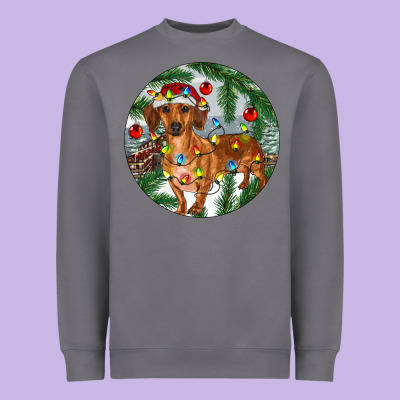 Heavyweight Sweatshirt Dachshund Christmas Tree