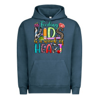 Pigment Midnight Navy feeding kids is a work of heart Urban Hoodie - Artiststas