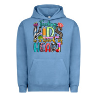 Pigment Pebble Blue feeding kids is a work of heart Urban Hoodie - Artiststas