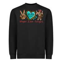 Black peace love cowgirl Heavyweight Sweatshirt - texasbilliewilder