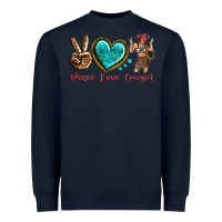 Navy peace love cowgirl Heavyweight Sweatshirt - texasbilliewilder