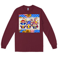 Burgundy American gnomes Long Sleeve Tee - AdoDesignShop