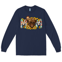 Navy mom highland cow Long Sleeve Tee - RacoonDesign