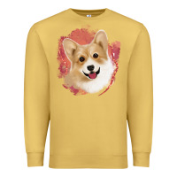 Antique Gold corgi peach watercolor background Premium Sweatshirt - Jasminsmagicworld