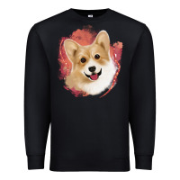Black corgi peach watercolor background Premium Sweatshirt - Jasminsmagicworld