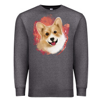 Charcoal Heather corgi peach watercolor background Premium Sweatshirt - Jasminsmagicworld