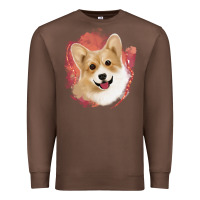 Chestnut corgi peach watercolor background Premium Sweatshirt - Jasminsmagicworld