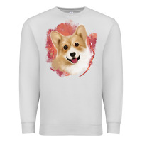 Dove Grey corgi peach watercolor background Premium Sweatshirt - Jasminsmagicworld