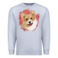 Heather Grey corgi peach watercolor background Premium Sweatshirt - Jasminsmagicworld