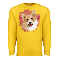 Lemon corgi peach watercolor background Premium Sweatshirt - Jasminsmagicworld