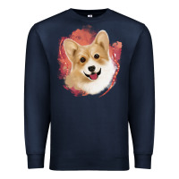 Navy corgi peach watercolor background Premium Sweatshirt - Jasminsmagicworld