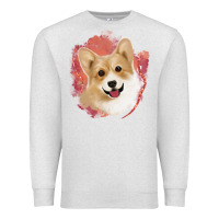 Oatmeal Heather corgi peach watercolor background Premium Sweatshirt - Jasminsmagicworld