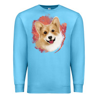 Ocean Blue corgi peach watercolor background Premium Sweatshirt - Jasminsmagicworld