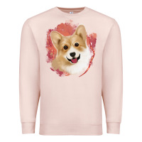 Pale Pink corgi peach watercolor background Premium Sweatshirt - Jasminsmagicworld