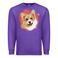 Purple corgi peach watercolor background Premium Sweatshirt - Jasminsmagicworld