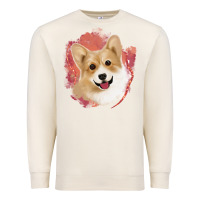 Sandshell corgi peach watercolor background Premium Sweatshirt - Jasminsmagicworld