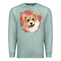 Seafoam corgi peach watercolor background Premium Sweatshirt - Jasminsmagicworld