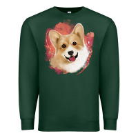 Sports Green corgi peach watercolor background Premium Sweatshirt - Jasminsmagicworld