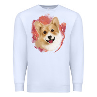 White corgi peach watercolor background Premium Sweatshirt - Jasminsmagicworld