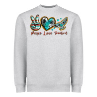 Heather Grey peace love freebird Heavyweight Sweatshirt - texasbilliewilder