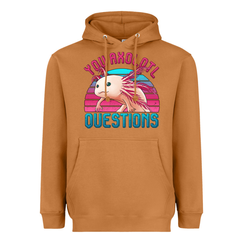 You Axolotl Questions 80's Retro Sunset Heavyweight Hoodie by Jasminsmagicworld | Teevron
