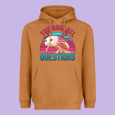 You Axolotl Questions 80's Retro Sunset Heavyweight Hoodie Designed By Jasminsmagicworld