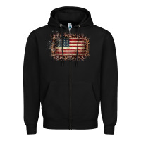Black Old Leopard American Flag Frame Zipper Hoodie - Bettercallsaul