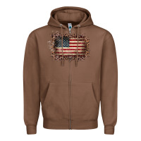 Chestnut Old Leopard American Flag Frame Zipper Hoodie - Bettercallsaul