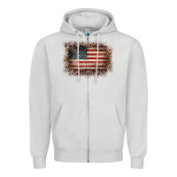 Dove Grey Old Leopard American Flag Frame Zipper Hoodie - Bettercallsaul