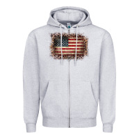 Heather Grey Old Leopard American Flag Frame Zipper Hoodie - Bettercallsaul