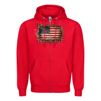 Red Old Leopard American Flag Frame Zipper Hoodie - Bettercallsaul