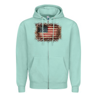 Seafoam Old Leopard American Flag Frame Zipper Hoodie - Bettercallsaul