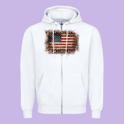 Old Leopard American Flag Frame Zipper Hoodie Designed By Bettercallsaul