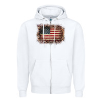 White Old Leopard American Flag Frame Zipper Hoodie - Bettercallsaul