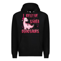 Black i believe in santa & dinosaurs pink Premium Hoodie - MaliasSmallBusiness