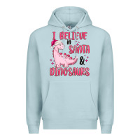 Blue Mist i believe in santa & dinosaurs pink Premium Hoodie - MaliasSmallBusiness