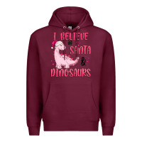 Burgundy i believe in santa & dinosaurs pink Premium Hoodie - MaliasSmallBusiness