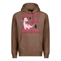 Chestnut i believe in santa & dinosaurs pink Premium Hoodie - MaliasSmallBusiness