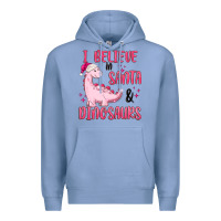 Colony Blue i believe in santa & dinosaurs pink Premium Hoodie - MaliasSmallBusiness