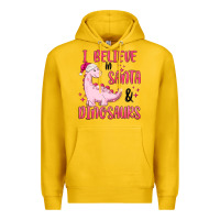 Lemon i believe in santa & dinosaurs pink Premium Hoodie - MaliasSmallBusiness