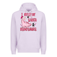 Lilac i believe in santa & dinosaurs pink Premium Hoodie - MaliasSmallBusiness