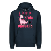 I Believe In Santa & Dinosaurs Pink Premium Hoodie | Teevron