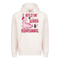 Pale Pink i believe in santa & dinosaurs pink Premium Hoodie - MaliasSmallBusiness