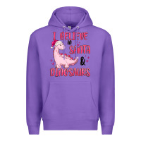 Purple i believe in santa & dinosaurs pink Premium Hoodie - MaliasSmallBusiness