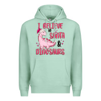 Seafoam i believe in santa & dinosaurs pink Premium Hoodie - MaliasSmallBusiness