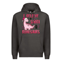 Smoke i believe in santa & dinosaurs pink Premium Hoodie - MaliasSmallBusiness