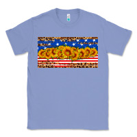 Colony Blue usa flag sunflowers license plate Classic Tee - HRA Design Shop